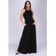 Vestido Longo Jennifer Malha Trapézio com Bolso Preto