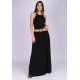 Vestido Longo Jennifer Malha Trapézio com Bolso Preto