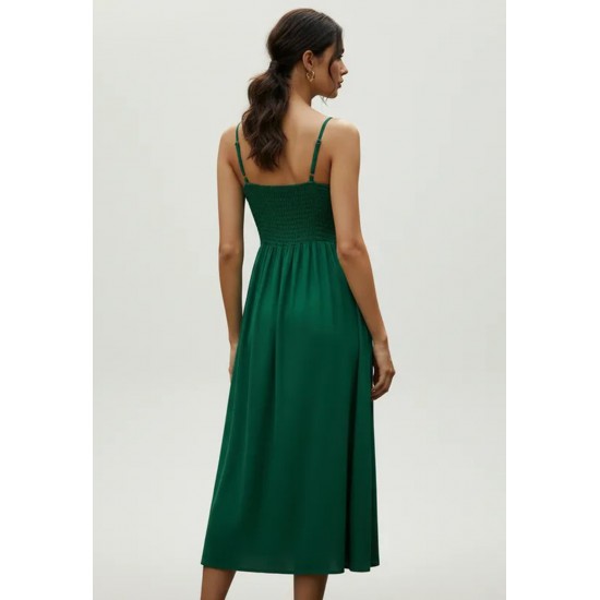 Vestido Midi Alça Fina Verde