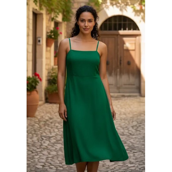 Vestido Midi Alça Fina Verde