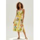 Vestido Midi Alça Fina Estampa Alma Tropical