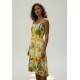 Vestido Midi Alça Fina Estampa Alma Tropical