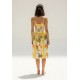 Vestido Midi Alça Fina Estampa Alma Tropical