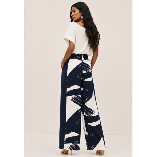 Calça Pantalona Elastic Embaú Estampa Pinceladas do Rio Negro