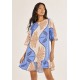 Vestido Curto Viscose com Babado Estampa Caminhos do Arumã