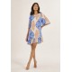 Vestido Curto Viscose com Babado Estampa Caminhos do Arumã