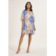 Vestido Curto Viscose com Babado Estampa Caminhos do Arumã