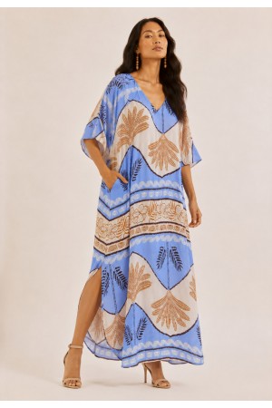 Vestido Midi Abapã Plano com Bolso Estampa Caminhos do Arumã