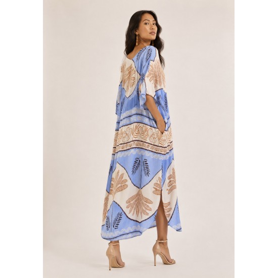 Vestido Midi Abapã Plano com Bolso Estampa Caminhos do Arumã