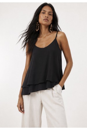 Blusa Alça Fina Viscose Aroeira Preta