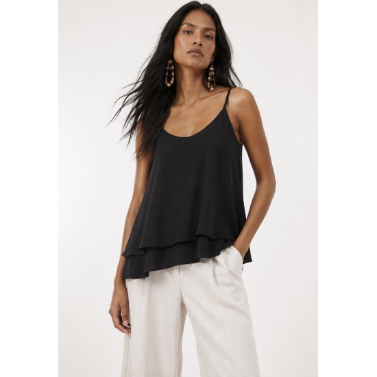 Blusa Alça Fina Viscose Aroeira Preta