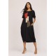 Vestido Plus Midi Amora Malha Composição Preto