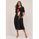 Vestido Plus Midi Amora Malha Composição Preto