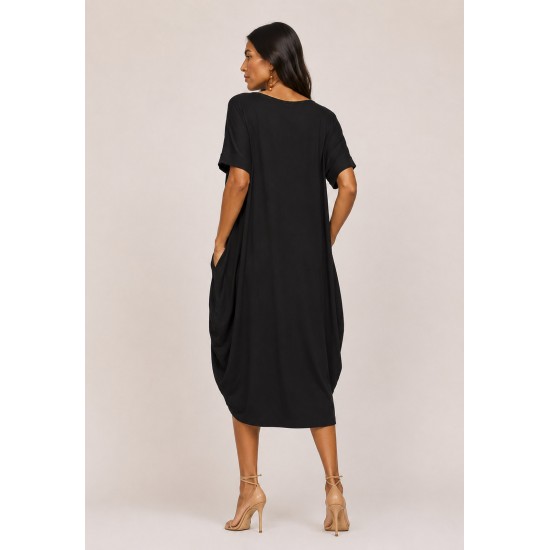 Vestido Plus Midi Amora Malha Composição Preto
