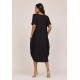 Vestido Plus Midi Amora Malha Composição Preto