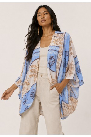 Kimono Viscose Manga Ampla Estampa Caminhos do Arumã