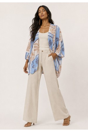 Kimono Viscose Manga Ampla Estampa Caminhos do Arumã