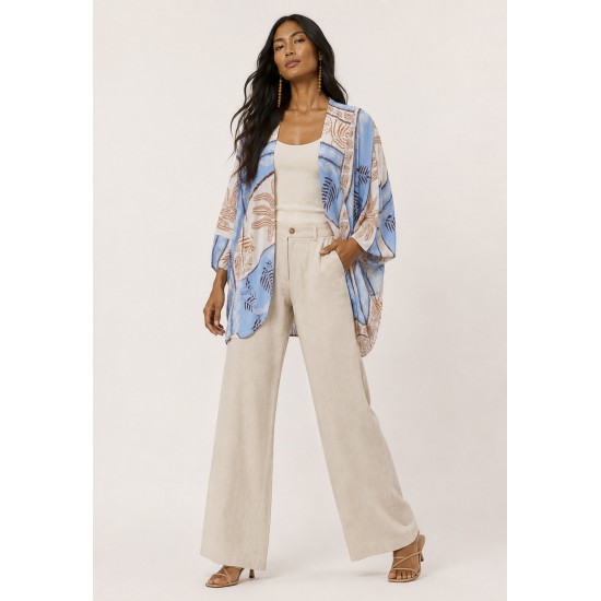 Kimono Viscose Manga Ampla Estampa Caminhos do Arumã