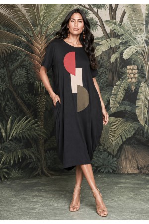 Vestido Plus Midi Amora Malha Composição Preto