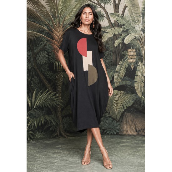 Vestido Plus Midi Amora Malha Composição Preto