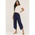 Calça Pantacourt Malha com Bolso Solto Azul Marinho