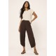 Calça Pantacourt Malha com Bolso Solto Marrom