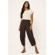 Calça Pantacourt Malha com Bolso Solto Marrom