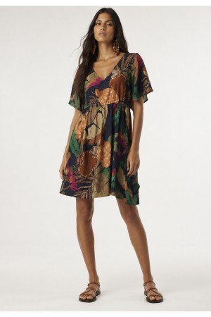 Vestido Curto Arumã Rodado Estampa Caju da Mata