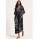 Vestido Midi Abapã Plano com Bolso Estampa Traços da Noite