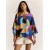 Blusa Poncho Baguari Amplo Estampa Jardim Azul