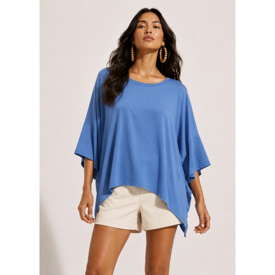 Blusa Asa Delta de Malha Tupã Azul Atlântico
