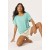 Blusa Básica Morcego Malha Gola Canoa Manga Curta Verde Menta