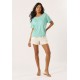 Blusa Básica Morcego Malha Gola Canoa Manga Curta Verde Menta