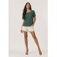 Blusa Básica Morcego Malha Gola Canoa Manga Curta Verde Musgo