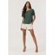 Blusa Básica Morcego Malha Gola Canoa Manga Curta Verde Musgo