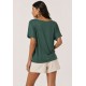 Blusa Básica Morcego Malha Gola Canoa Manga Curta Verde Musgo