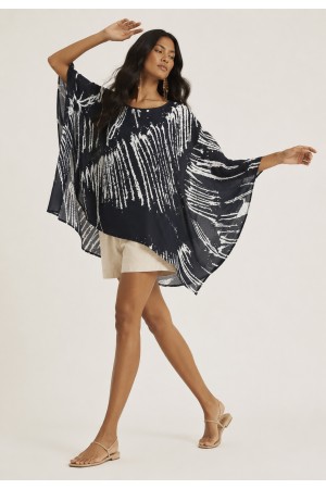 Blusa Poncho Baguari Ampla Estampa Traços da Noite