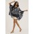 Blusa Poncho Baguari Ampla Estampa Traços da Noite