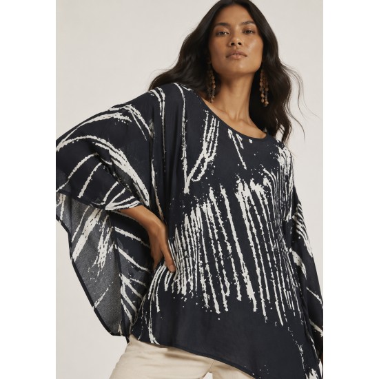 Blusa Poncho Baguari Ampla Estampa Traços da Noite