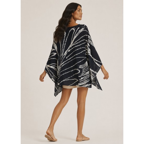 Blusa Poncho Baguari Ampla Estampa Traços da Noite