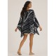 Blusa Poncho Baguari Ampla Estampa Traços da Noite