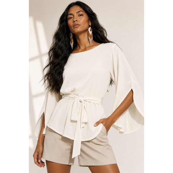 Blusa Viscose Poranga Asa da Noite Off White