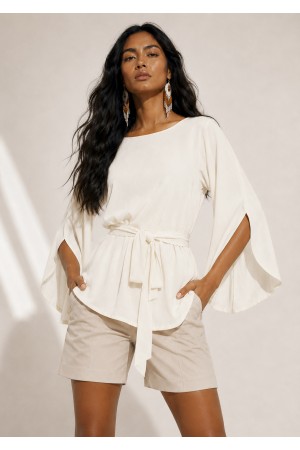 Blusa Viscose Poranga Asa da Noite Off White