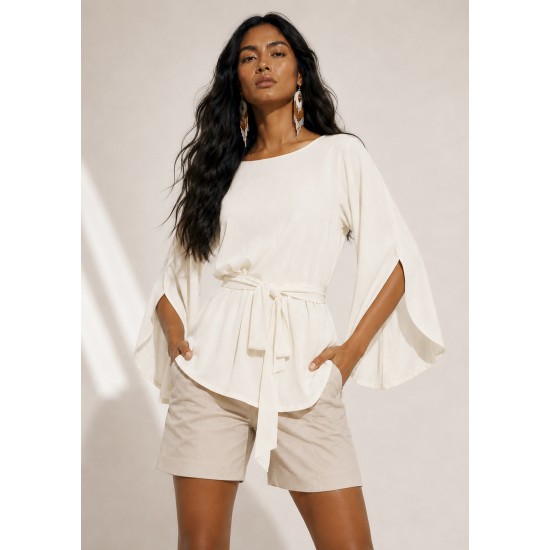 Blusa Viscose Poranga Asa da Noite Off White