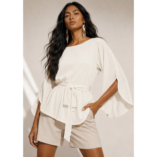 Blusa Viscose Poranga Asa da Noite Off White