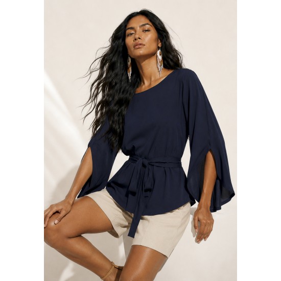 Blusa Viscose Poranga Asa da Noite Azul Marinho