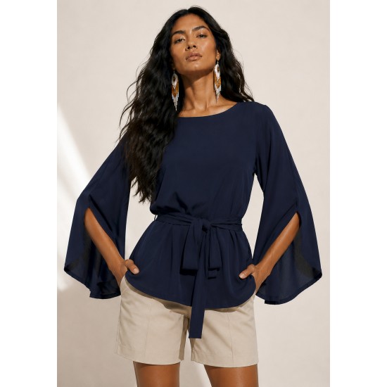 Blusa Viscose Poranga Asa da Noite Azul Marinho