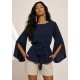 Blusa Viscose Poranga Asa da Noite Azul Marinho