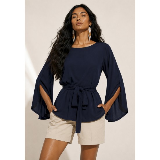 Blusa Viscose Poranga Asa da Noite Azul Marinho