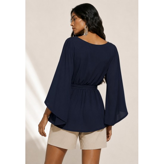 Blusa Viscose Poranga Asa da Noite Azul Marinho